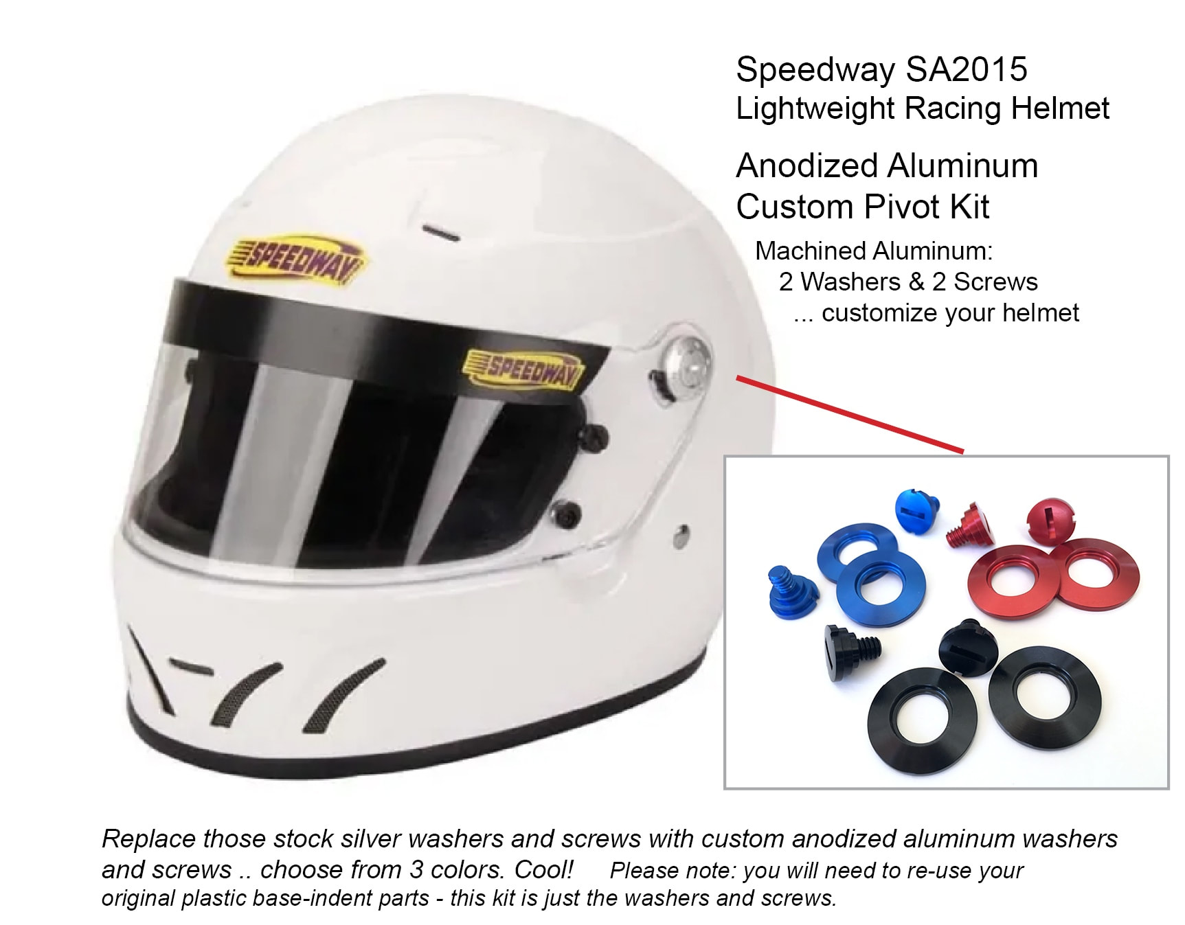 Arai Kart CK6 and SK6 Arai Helmet Silver Anodised Bolts And Washers Pivot Kit 